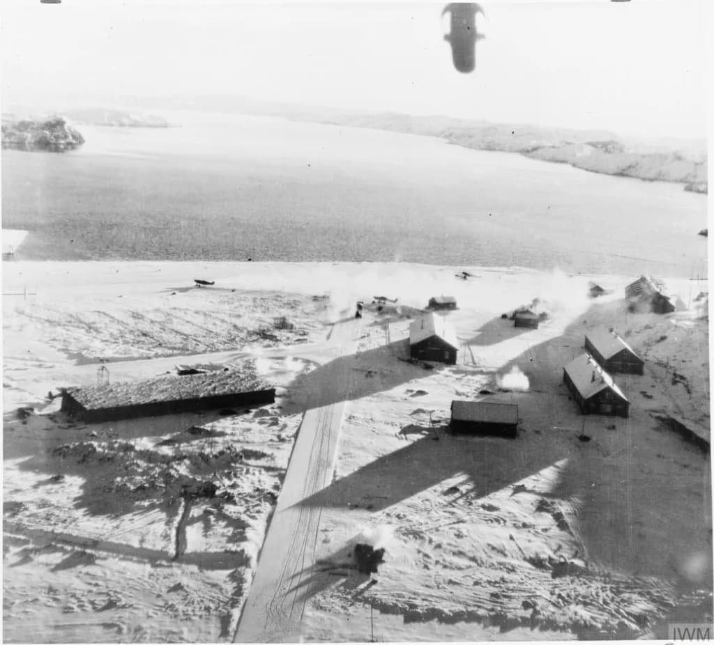 Aerial view of Herdla Airport airport infrastructure