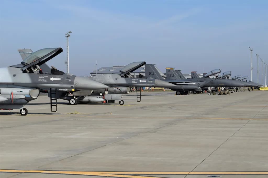 Aerial view of Feteşti Borcea Air Base airport infrastructure