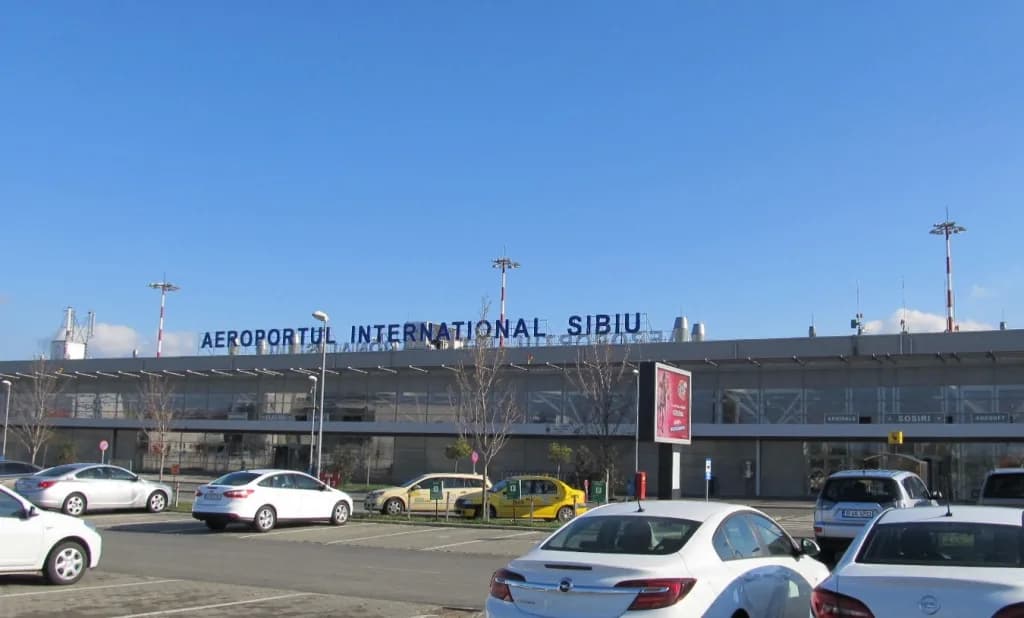 Luftaufnahme der Infrastruktur von Sibiu International Airport