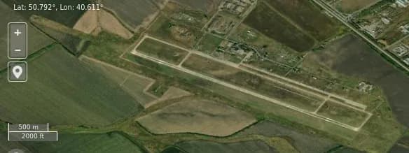 Aerial view of Buturlinovka Air Base airport infrastructure