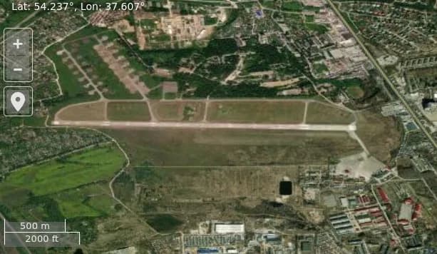 Vue aérienne de l'infrastructure de Klokovo Air Base