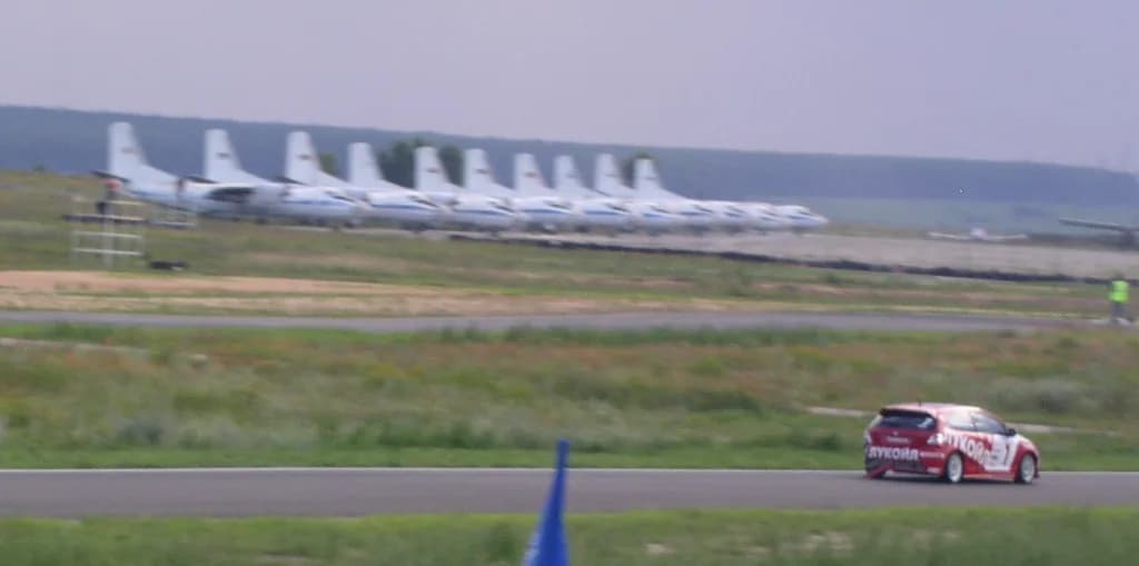 Aerial view of Myachkovo Airfield airport infrastructure