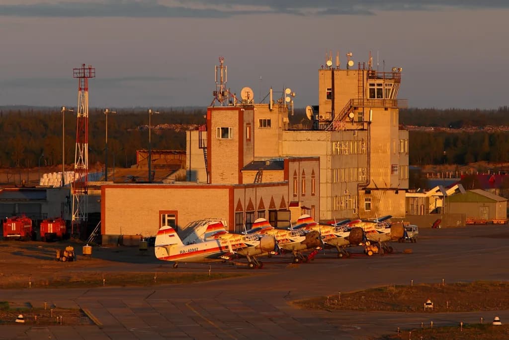 Aerial view of Naryan Mar Airport airport infrastructure