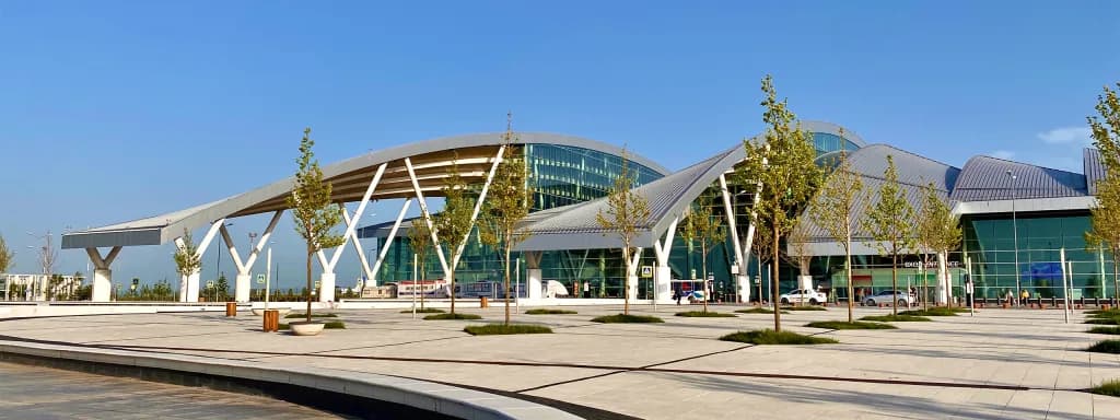 Aerial view of Platov International Airport airport infrastructure