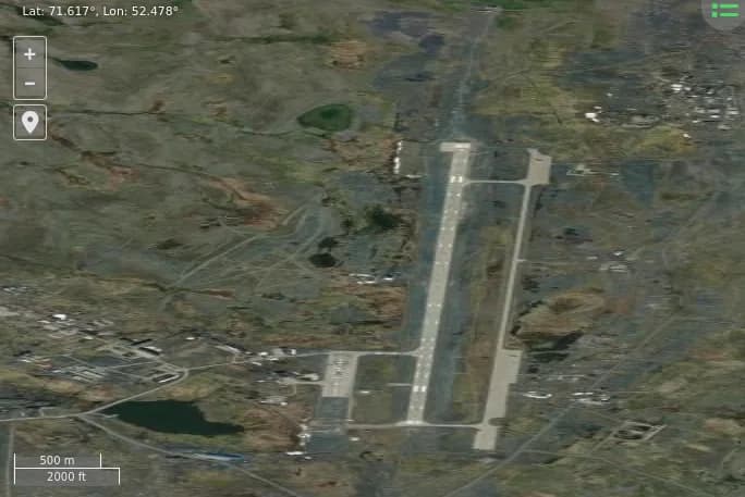 Luftaufnahme der Infrastruktur von Rogachyovo Air Base