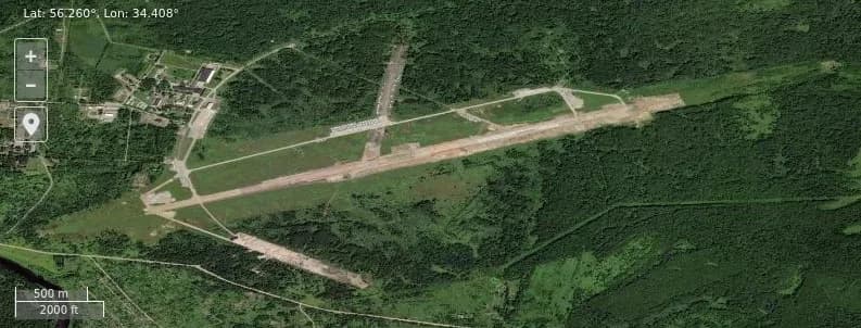 Luftaufnahme der Infrastruktur von Rzhev Air Base