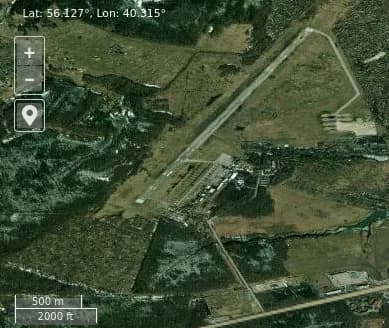 Luftaufnahme der Infrastruktur von Semyazino Airport
