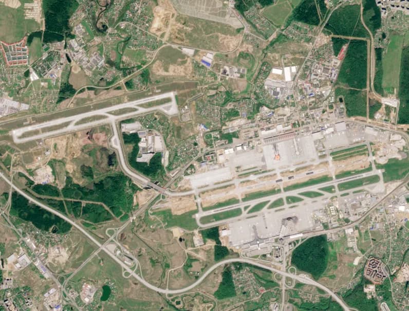 Aerial view of Sheremetyevo International Airport airport infrastructure