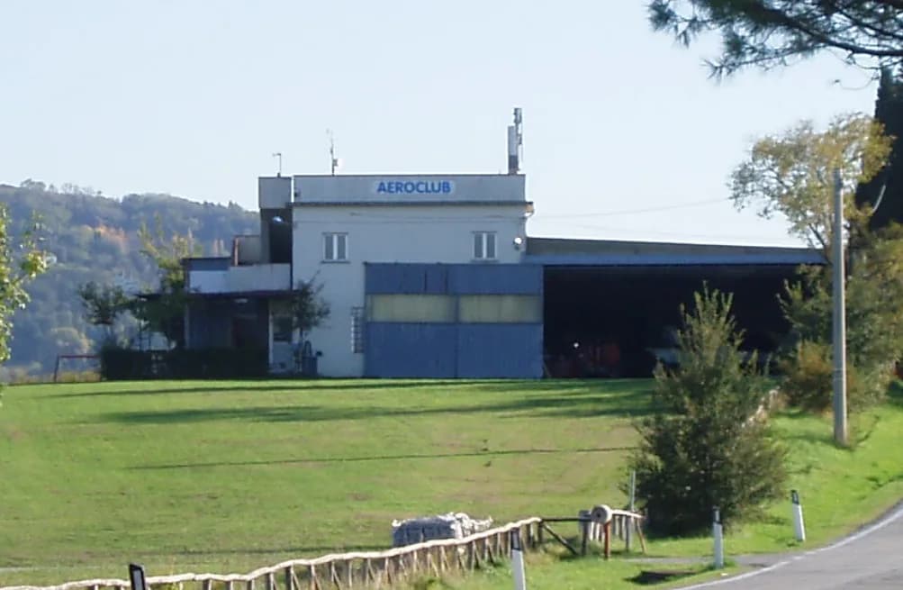 Aerial view of Torraccia Airfield airport infrastructure