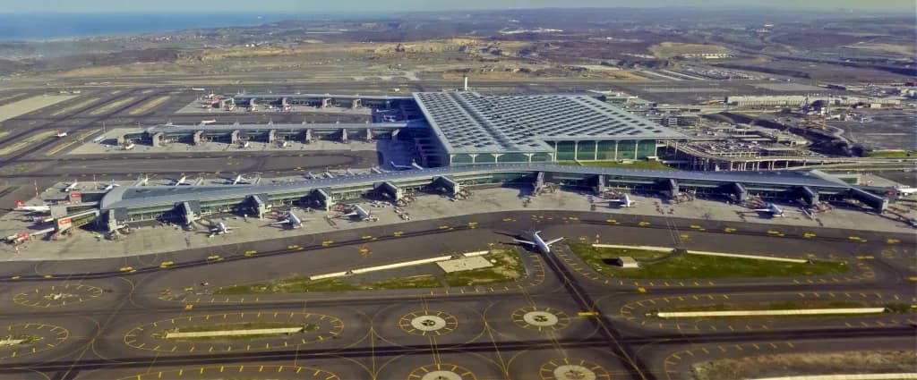 Aerial view of İstanbul Airport airport infrastructure