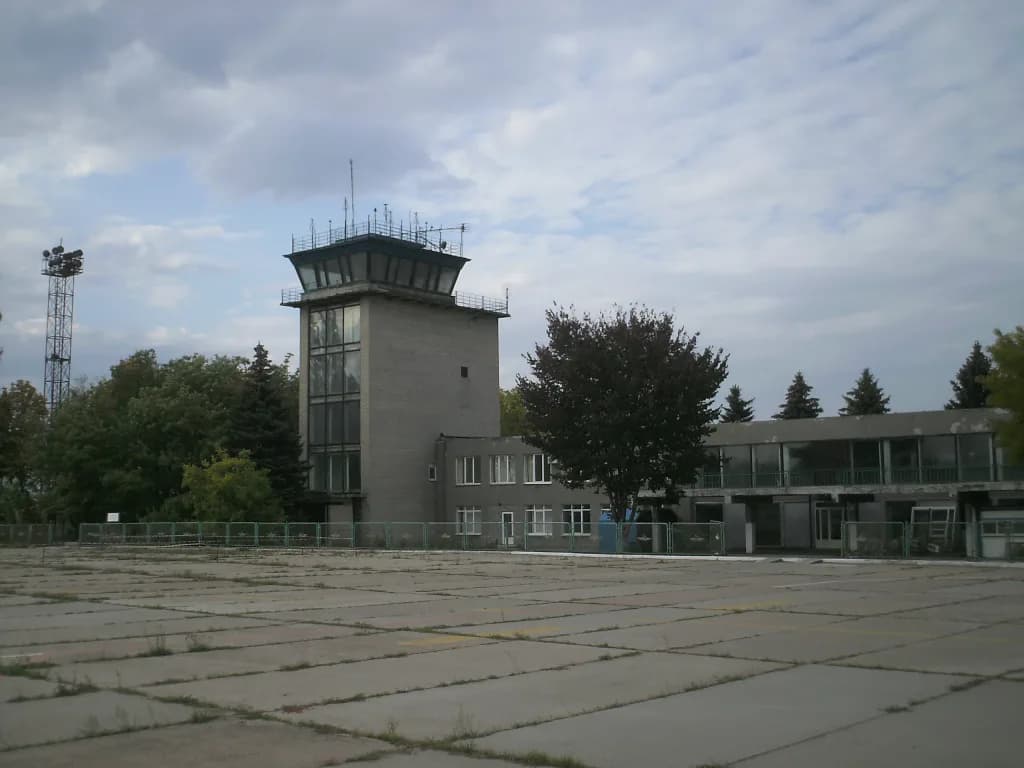 Aerial view of Kramatorsk Airport airport infrastructure