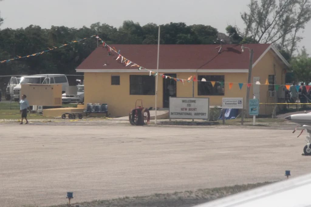 Aerial view of New Bight Airport airport infrastructure