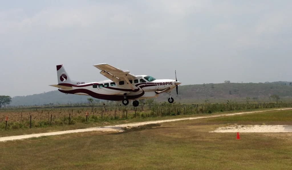 Aerial view of Matthew Spain Airport airport infrastructure