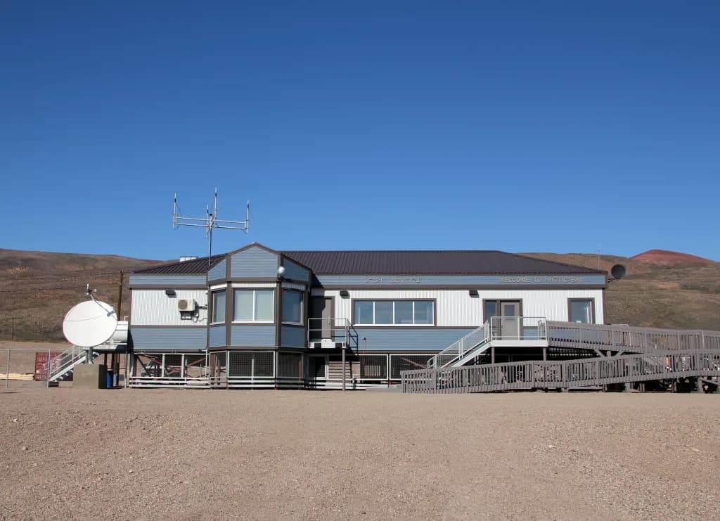 Aerial view of Arctic Bay Airport airport infrastructure