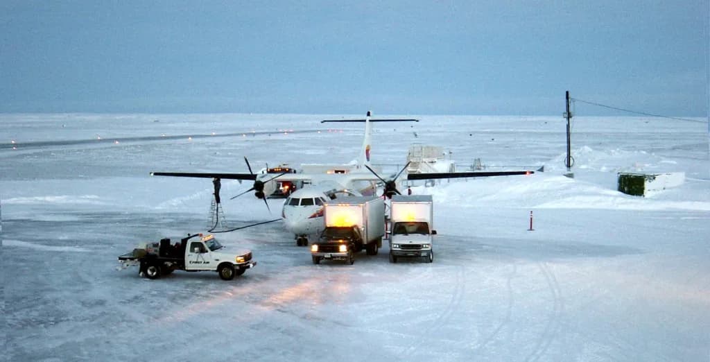 Panorama infrastruktury portu Clyde River Airport