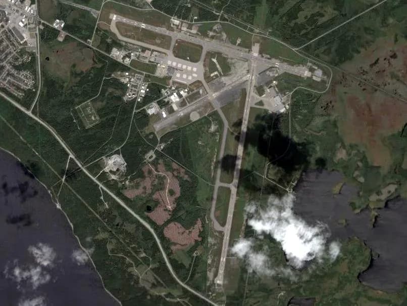 Luftaufnahme der Infrastruktur von Gander International Airport
