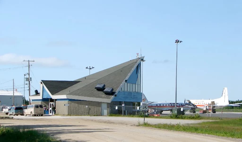 Aerial view of Moosonee Airport airport infrastructure