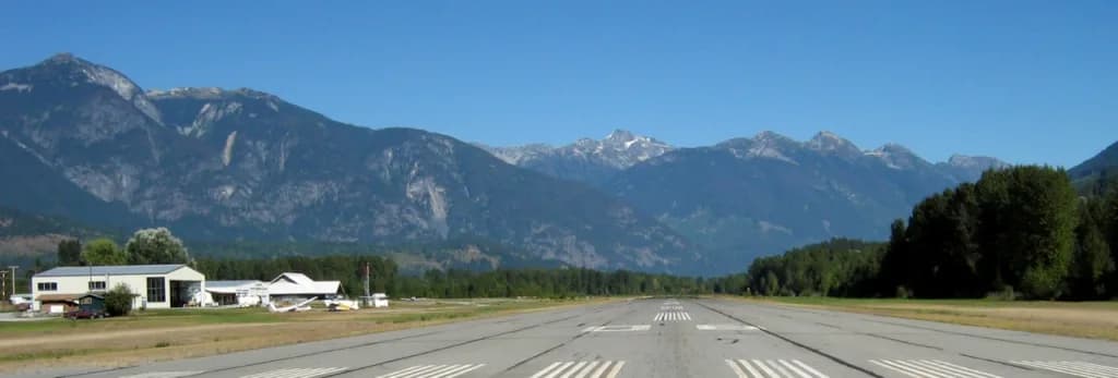 Aerial view of Pemberton Regional Airport airport infrastructure