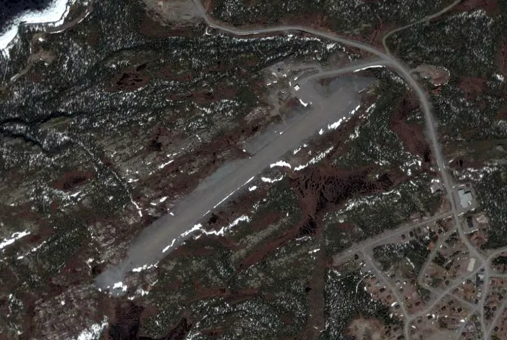 Vue aérienne de l'infrastructure de Postville Airport
