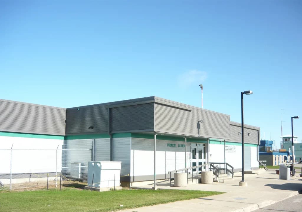 Aerial view of Prince Albert Glass Field airport infrastructure
