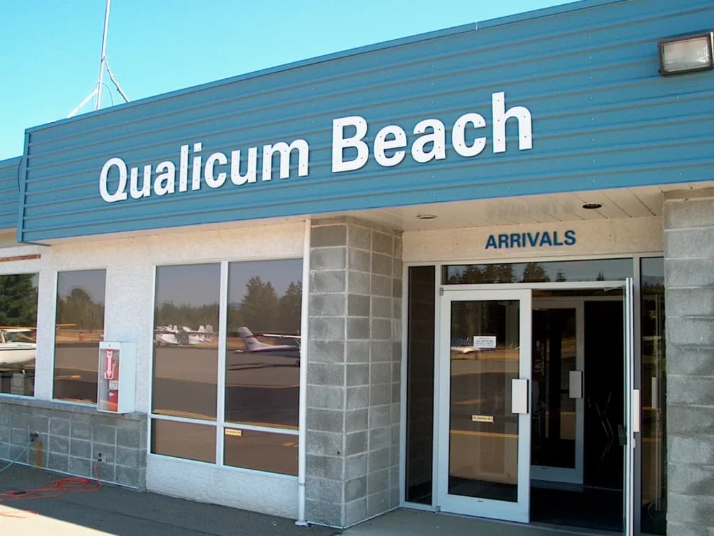 Aerial view of Qualicum Beach Airport airport infrastructure