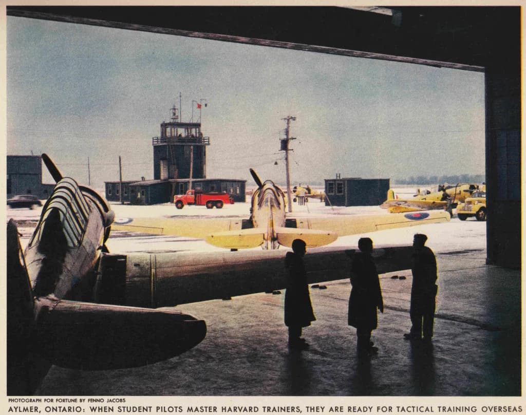 Aerial view of RCAF Station Aylmer airport infrastructure