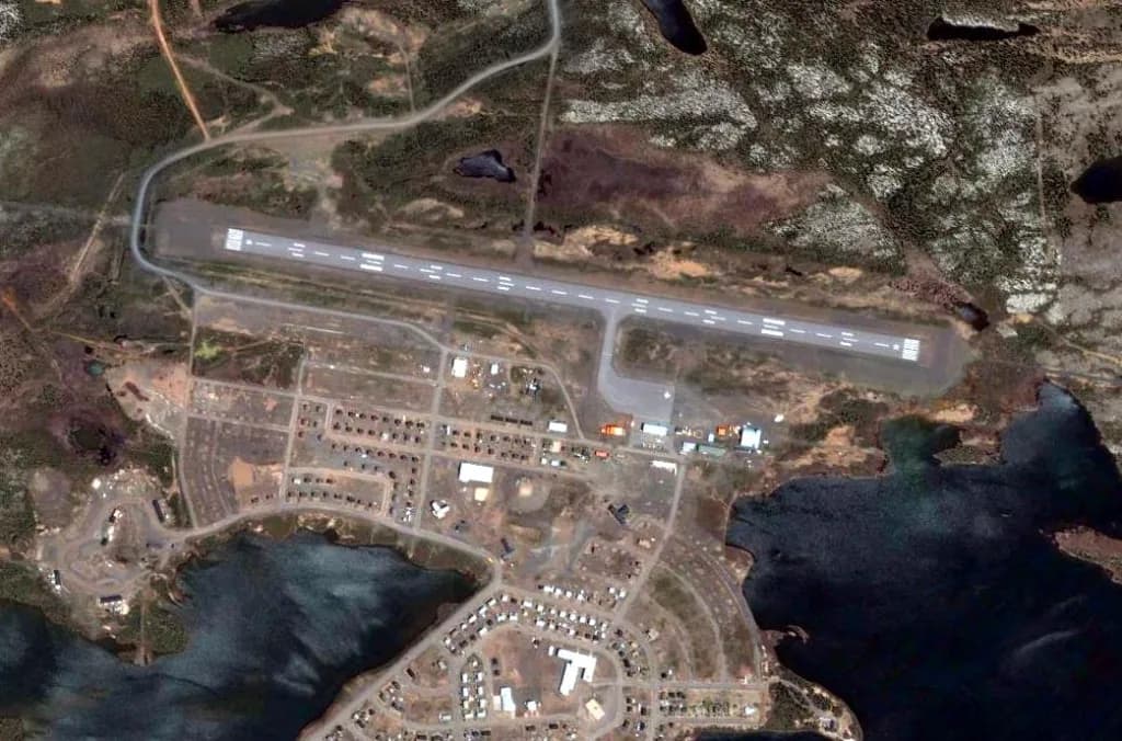 Aerial view of Schefferville Airport airport infrastructure