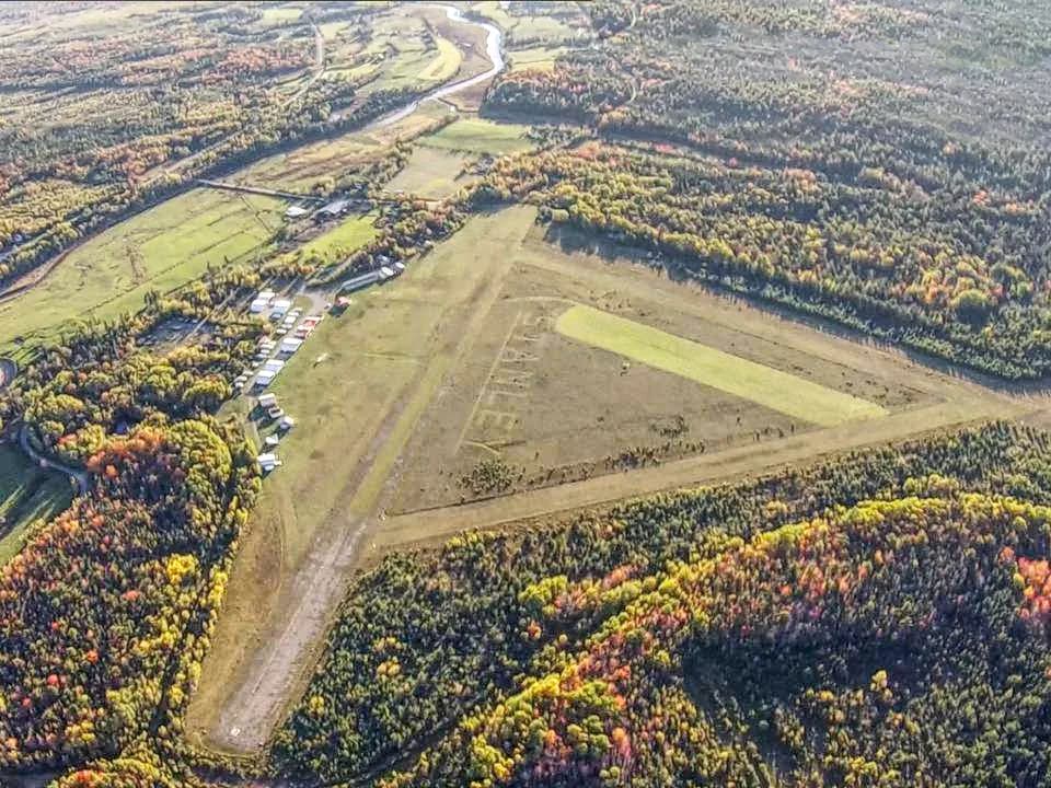 Aerial view of Stanley Airport airport infrastructure
