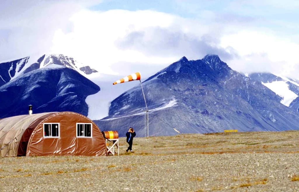 Aerial view of Tanquary Fiord Airport airport infrastructure