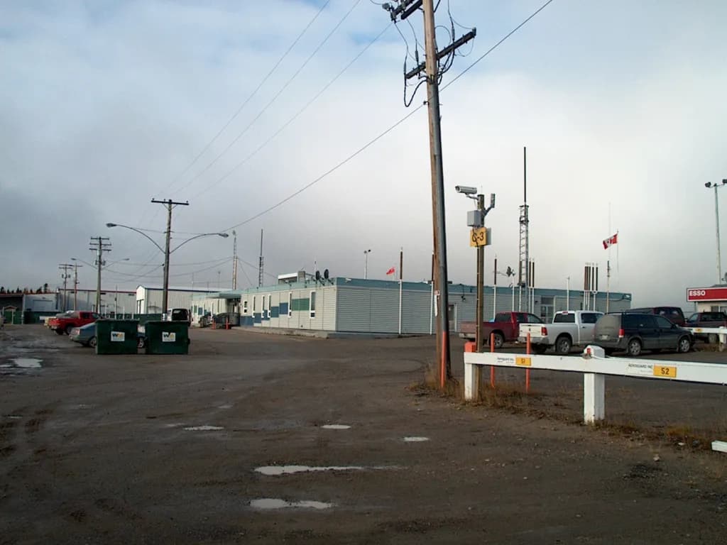 Aerial view of Thompson Airport airport infrastructure