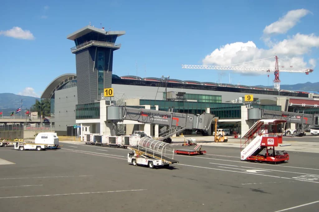 Aerial view of Juan Santamaría International Airport airport infrastructure