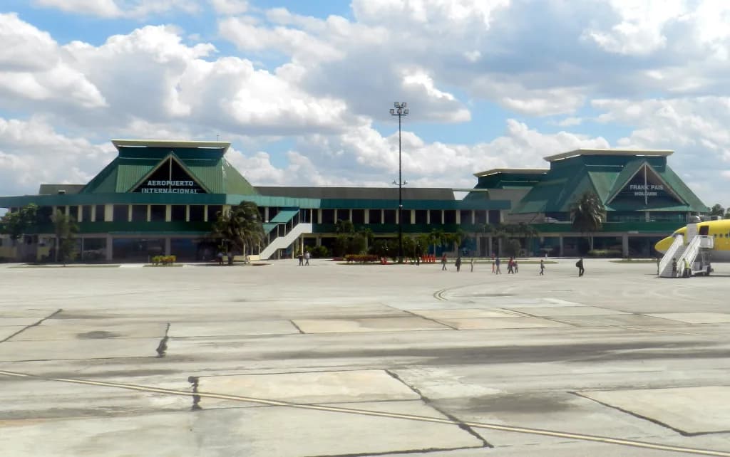 Aerial view of Frank Pais International Airport airport infrastructure