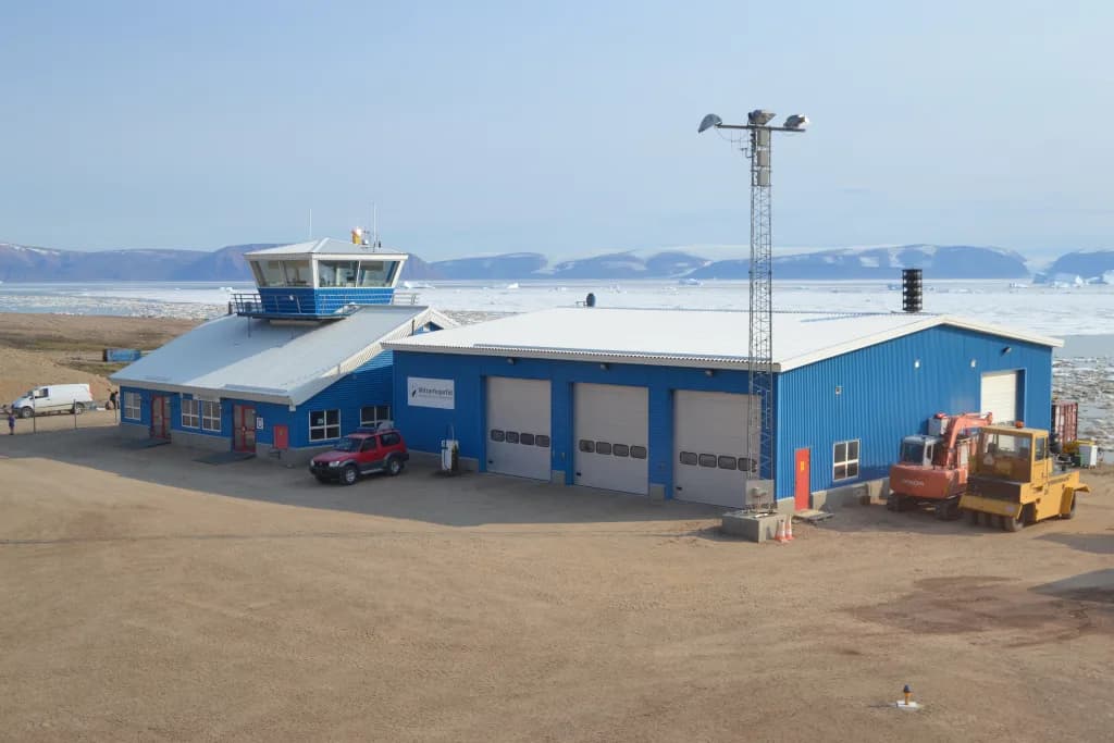 Aerial view of Qaanaaq Airport airport infrastructure