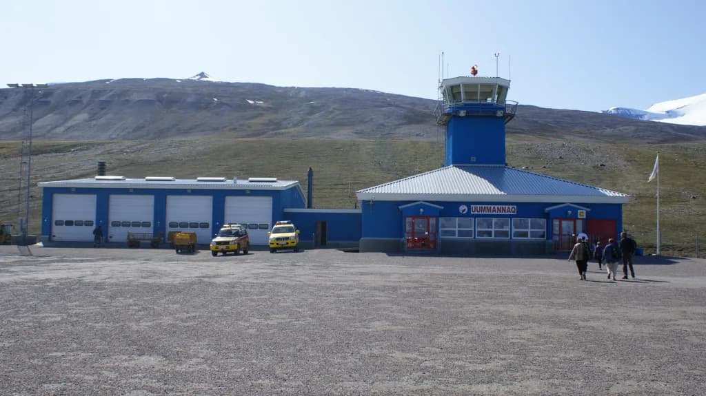Aerial view of Qaarsut Airport airport infrastructure