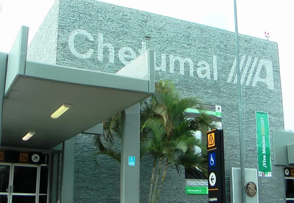 Aerial view of Chetumal International Airport airport infrastructure