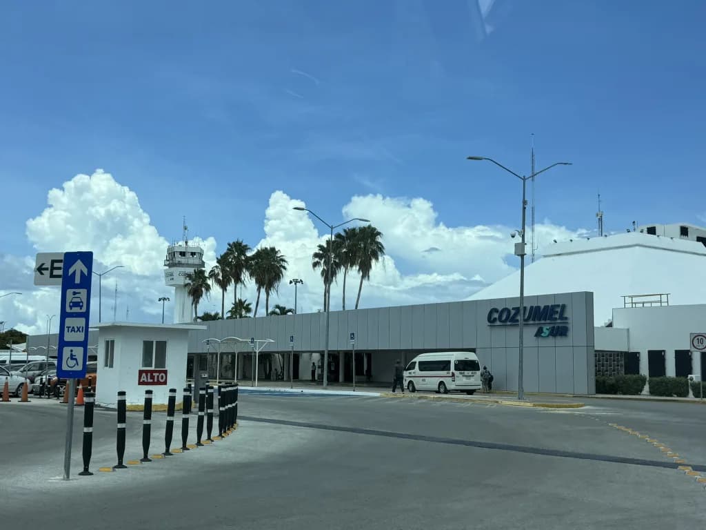 Aerial view of Cozumel International Airport airport infrastructure