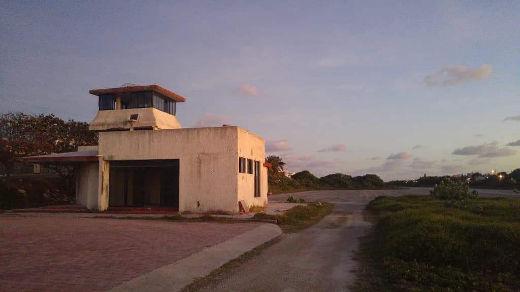 Aerial view of Isla Mujeres National Airport airport infrastructure