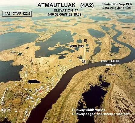 Panorama infrastruktury portu Atmautluak Airport