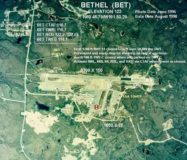 Aerial view of Bethel Airport airport infrastructure