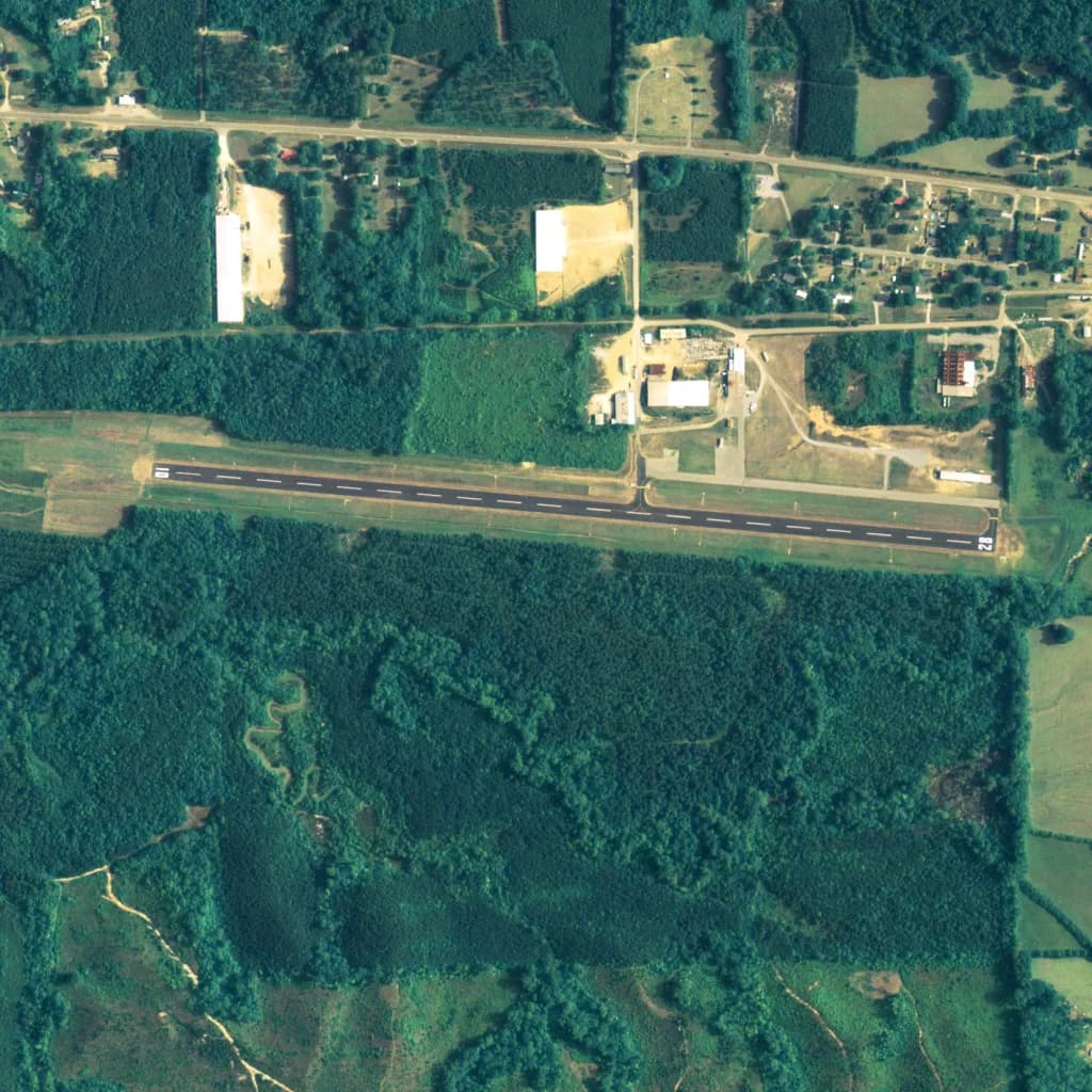 Aerial view of Bibb County Airport airport infrastructure