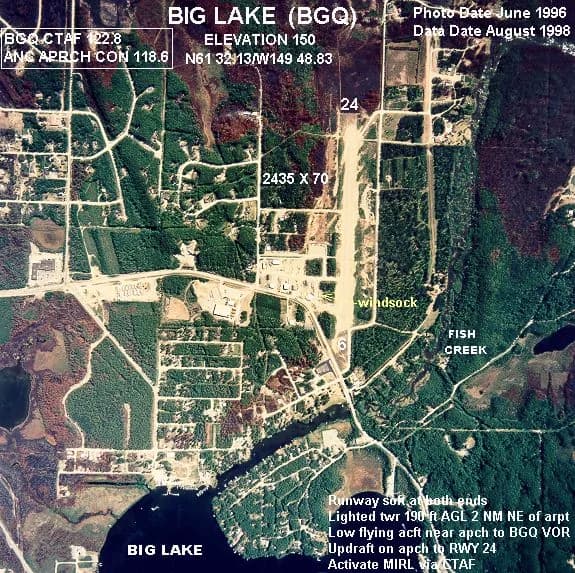Luftaufnahme der Infrastruktur von Big Lake Airport