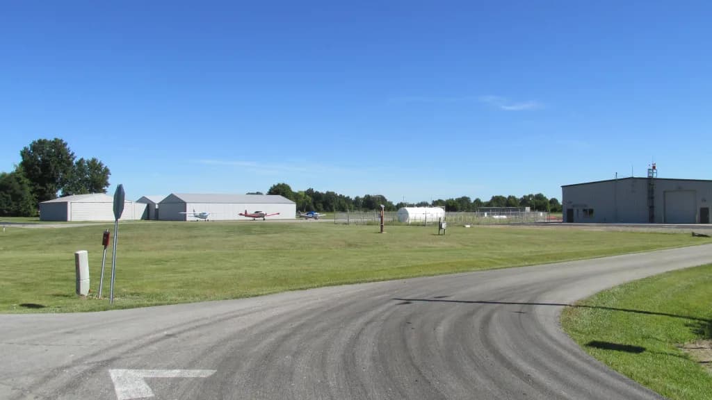 Aerial view of Brown County Airport airport infrastructure