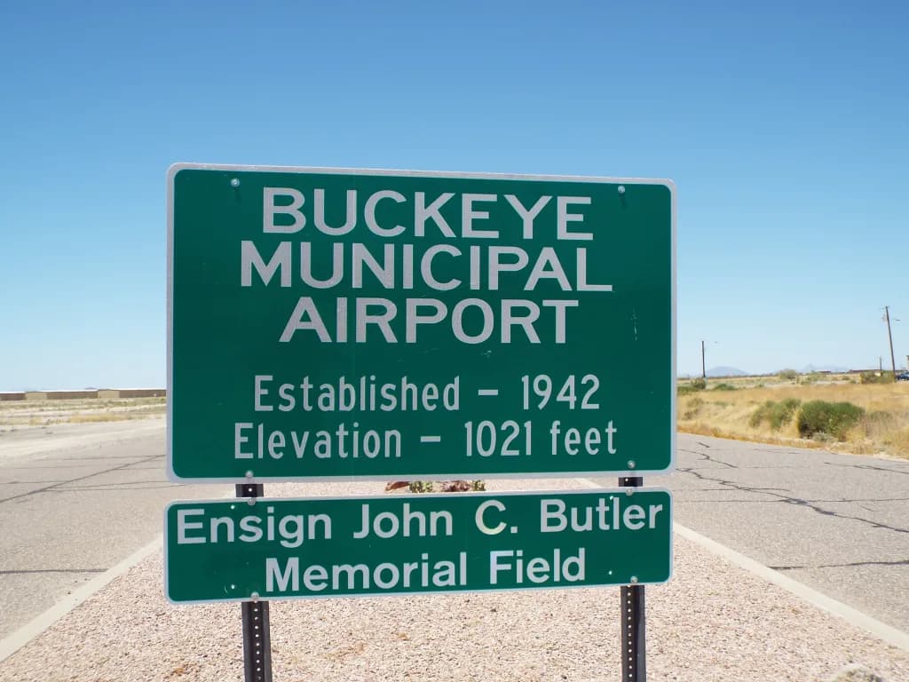 Aerial view of Buckeye Municipal Airport airport infrastructure