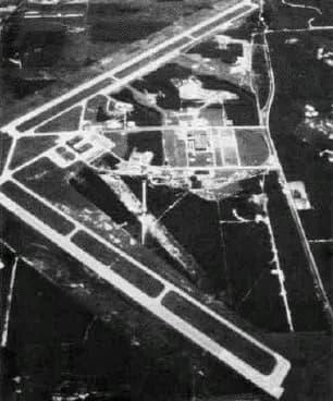 Aerial view of Calverton Executive Airpark airport infrastructure