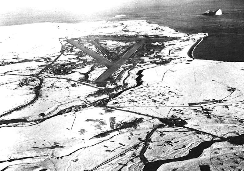 Aerial view of Cape Field at Fort Glenn airport infrastructure