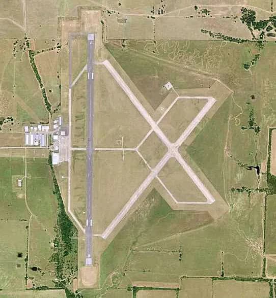 Aerial view of Cox Field airport infrastructure