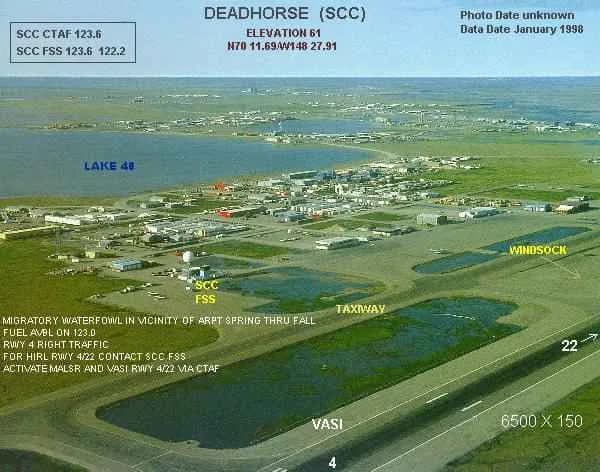 Vue aérienne de l'infrastructure de Deadhorse Airport
