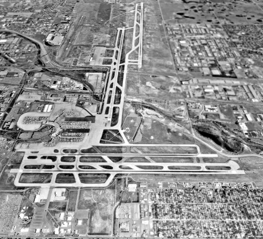 Aerial view of Denver Stapleton International Airport airport infrastructure