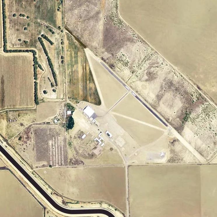 Aerial view of Eagle Field airport infrastructure