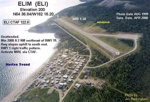 Aerial view of Elim Airport airport infrastructure